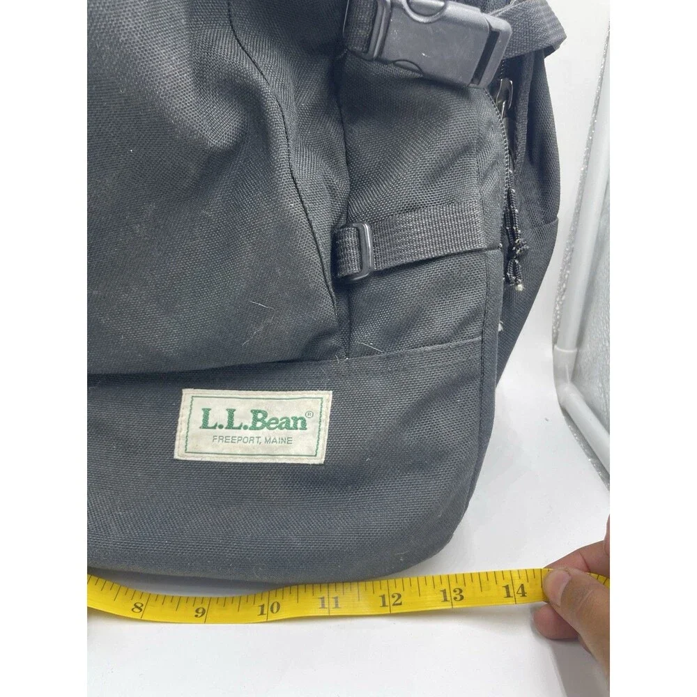 Vintage 90s LL Bean Campus Computer Backpack Black Canvas Heavy Duty School Bag
